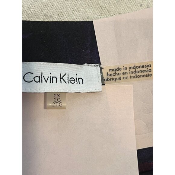 Calvin Klein Women 2X Tunic Blouse Pockets Roll Tab Sleeve Button Up Sheer Plus - Picture 3 of 13